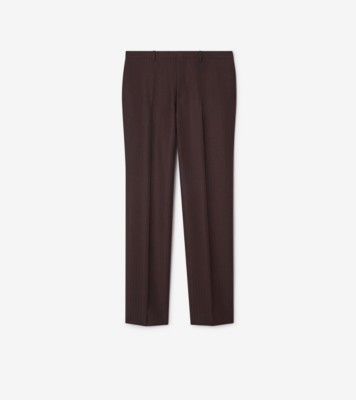 Striped Wool Mohair Tailored Trousers in Log brown - Men | Burberry® Official