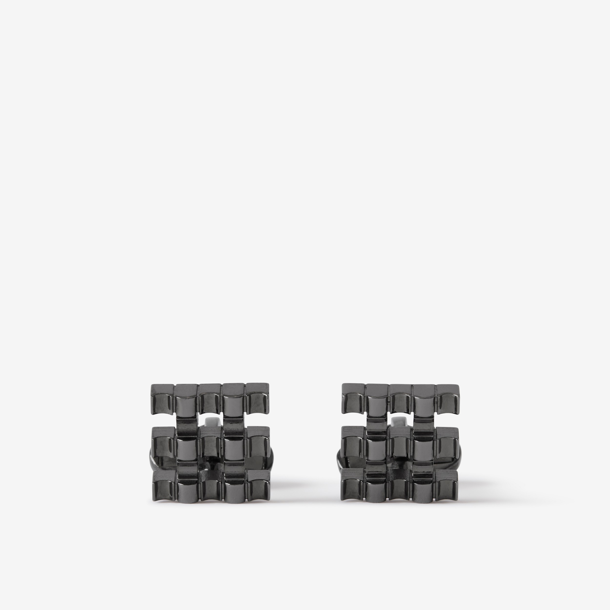 Check Ruthenium-plated Cufflinks in Charcoal - Men | Burberry® Official - 1