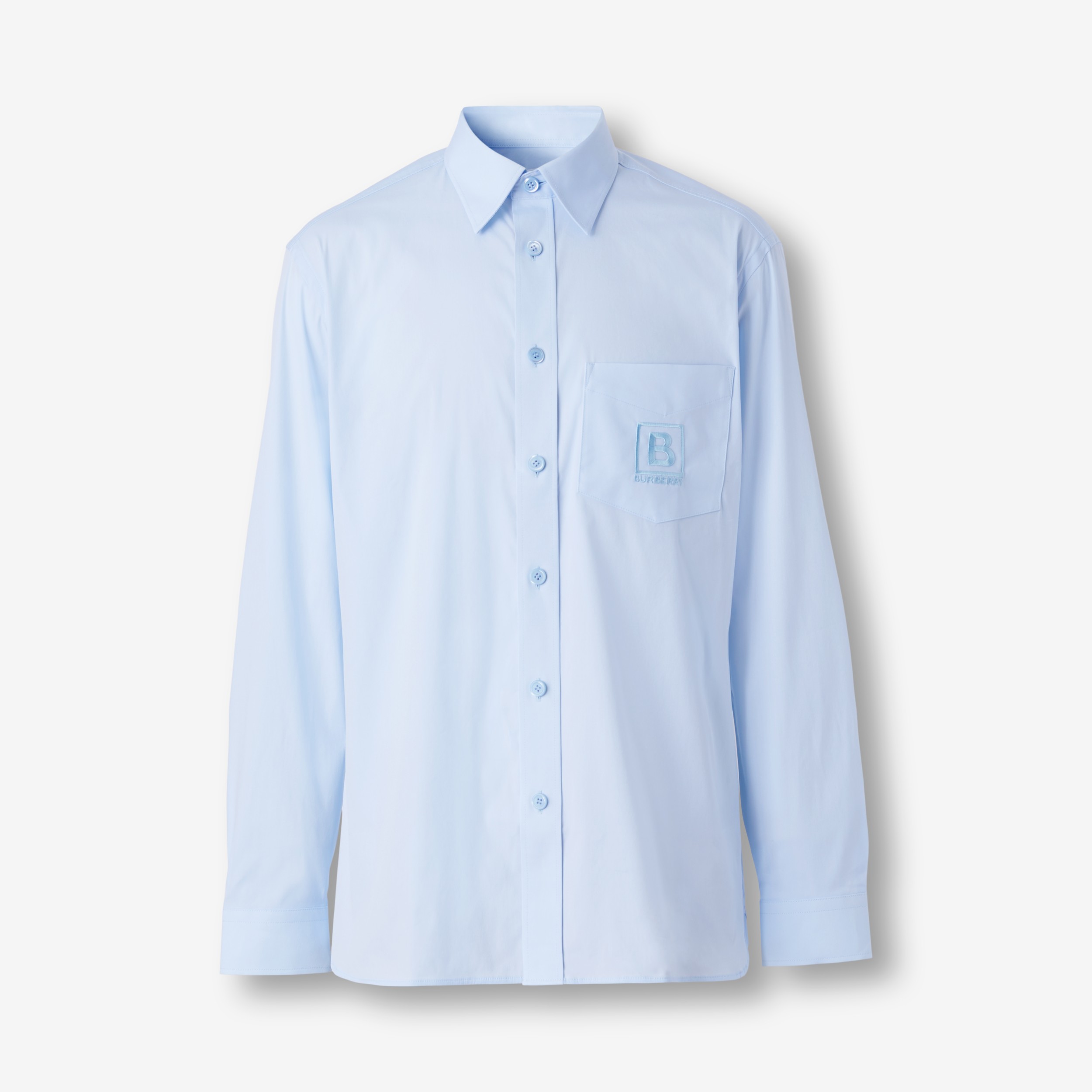 Letter Graphic Technical Cotton Shirt in Pale Blue - Men | Burberry®  Official
