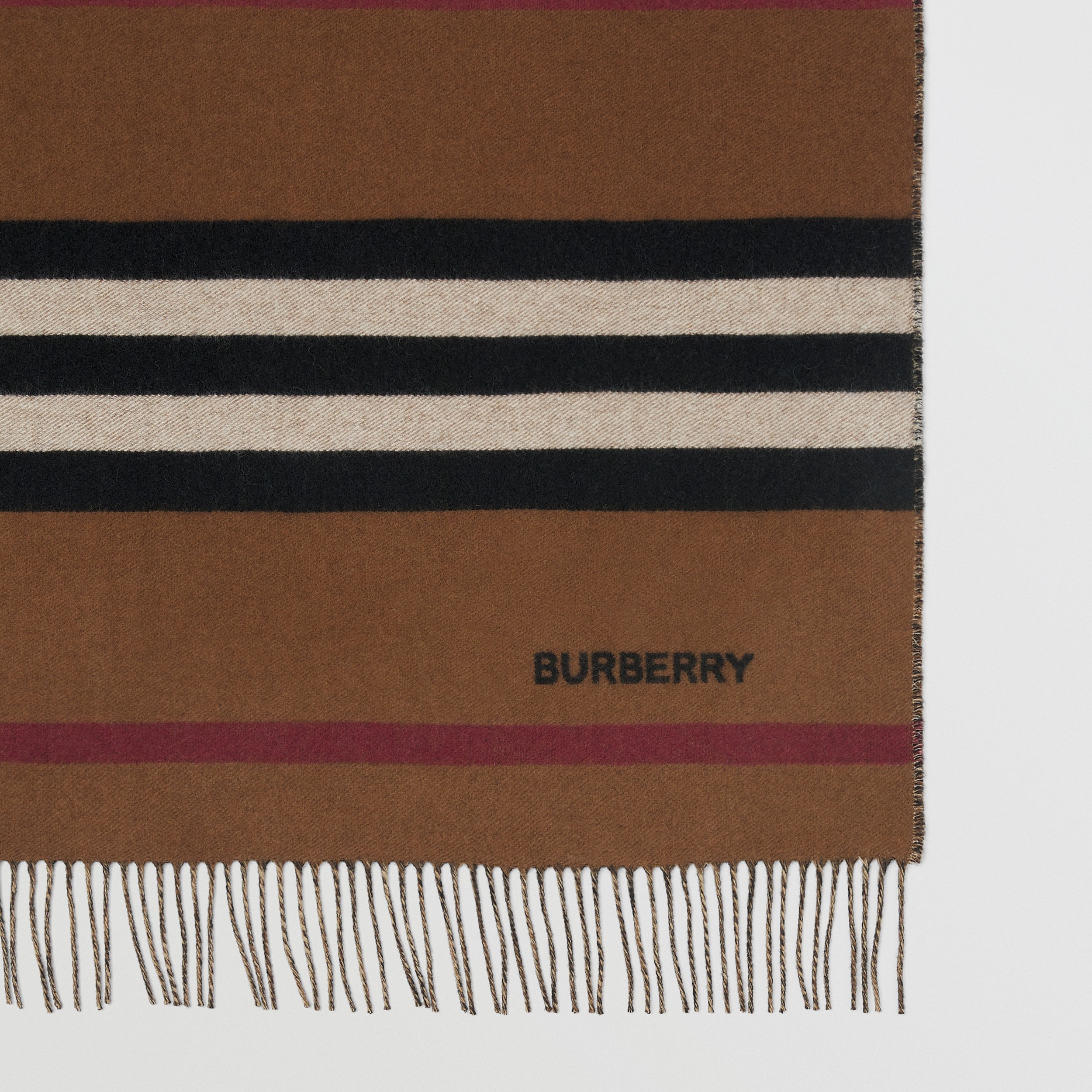 Icon Stripe Cashmere Wool Blanket in Birch Brown | Burberry® Official - 2