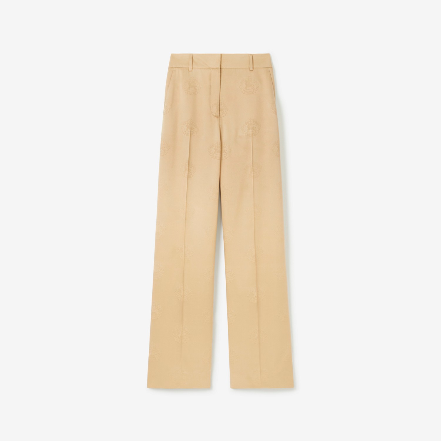 Calças estilo pantalona de seda com estampa EKD (Fulvo Suave) - Mulheres | Burberry® oficial