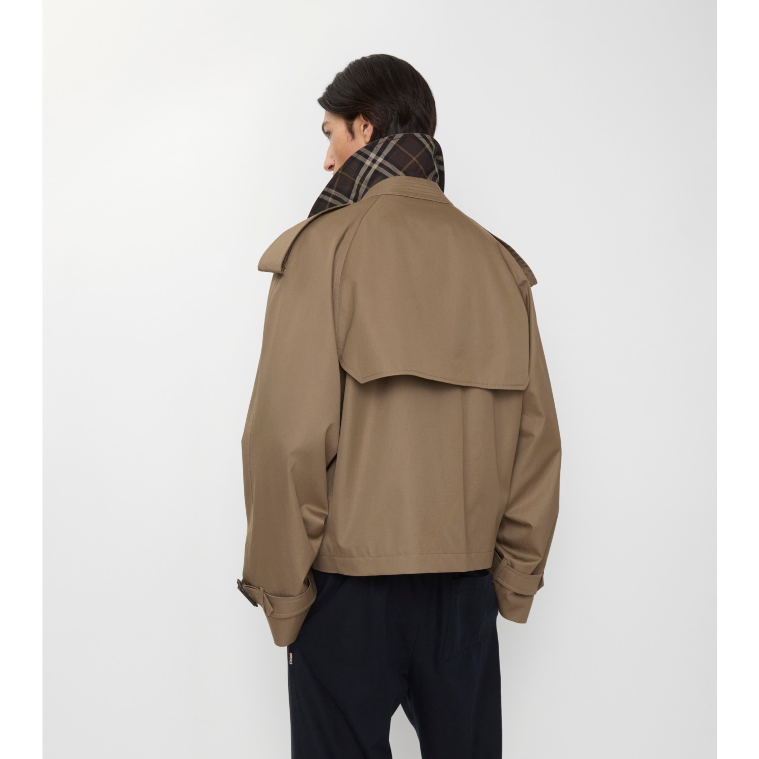 Giacca trench cropped in gabardine
