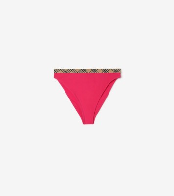 Check Trim Bikini Briefs in Jam red - Women, Nylon | Burberry