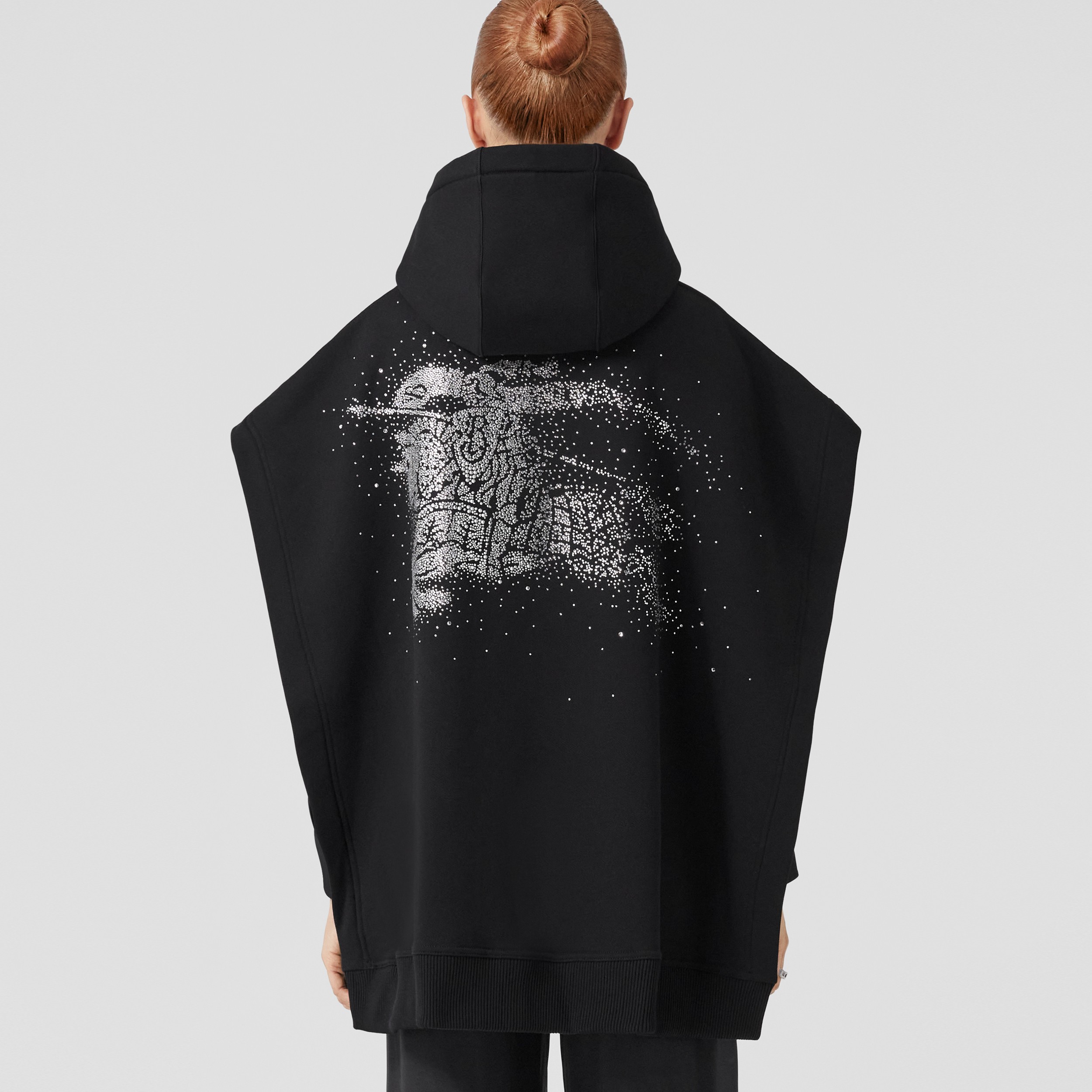 Crystal EKD Cotton Blend Hooded Poncho in Black | Burberry® Official - 3