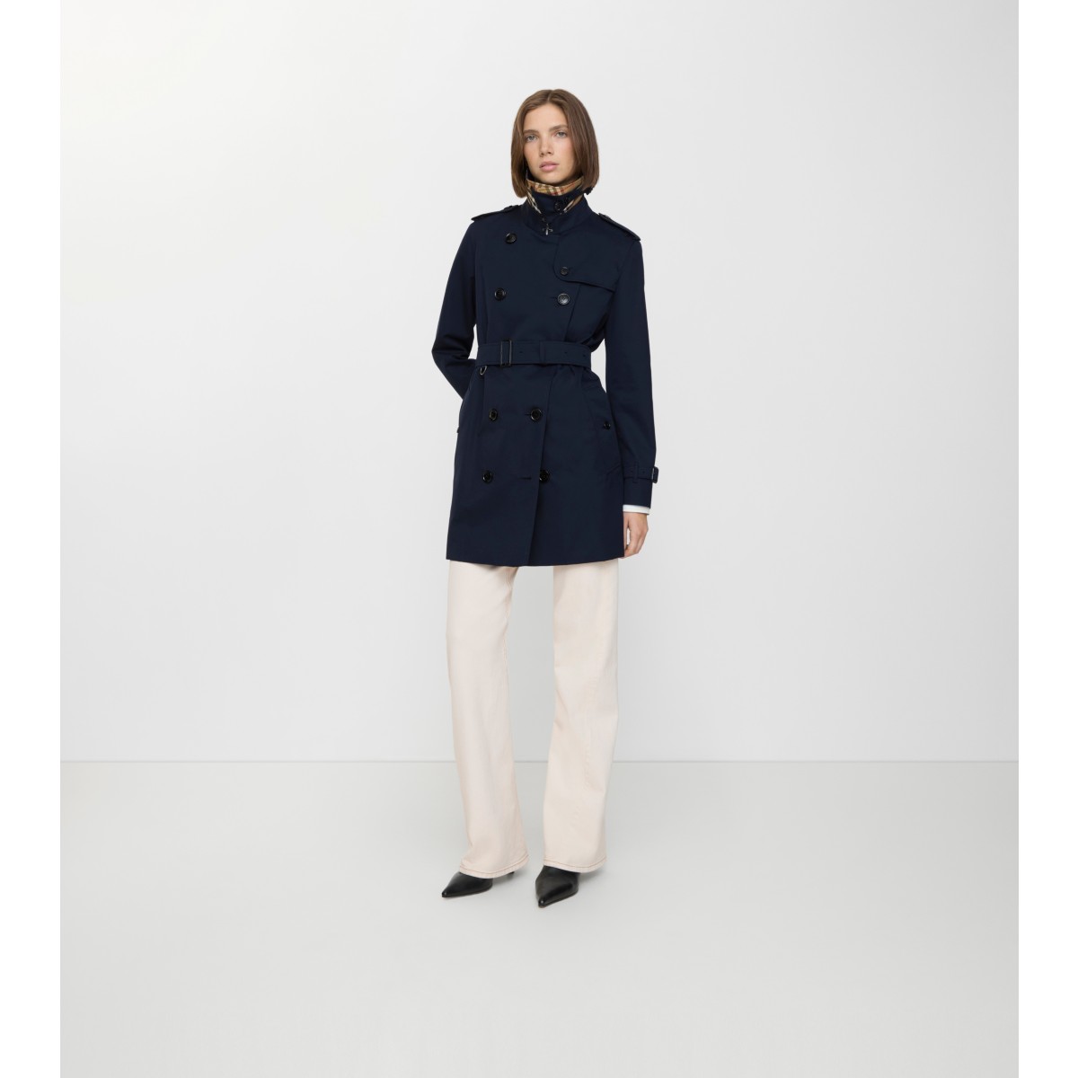  Check Short Kensington Heritage Trench Coat