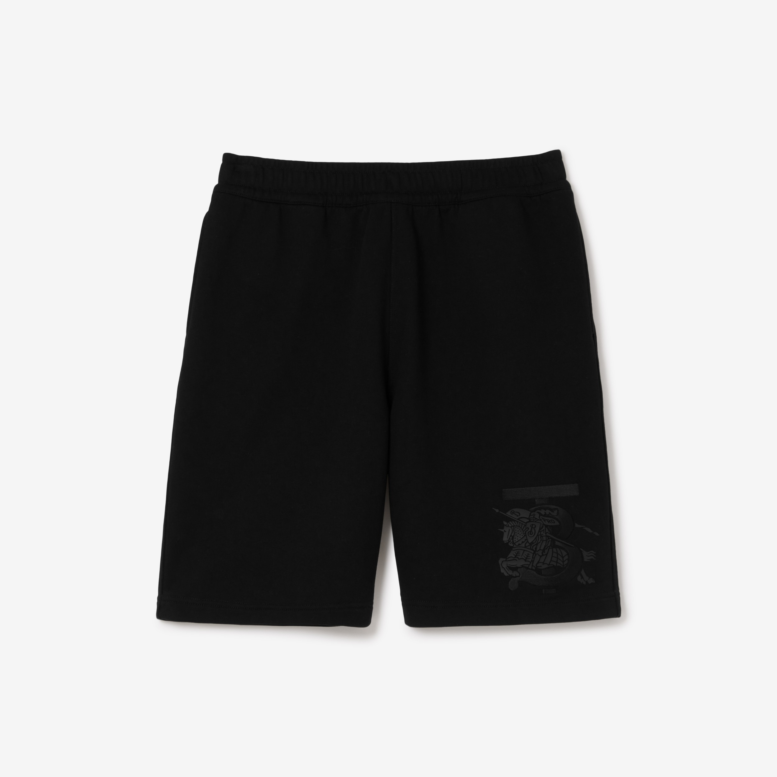 Pantalones cortos en algodón monograma Equestrian Knight bordado (Negro) - Hombre | Burberry® oficial