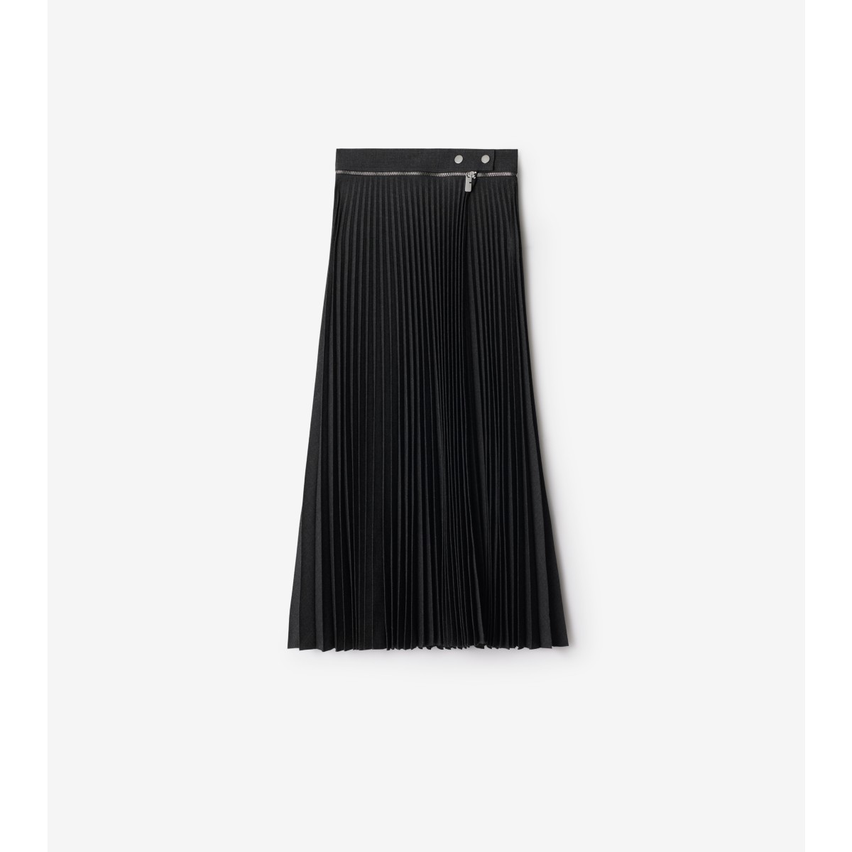 Shop Burberry Pleated Stretch Wool Skirt In Brisk