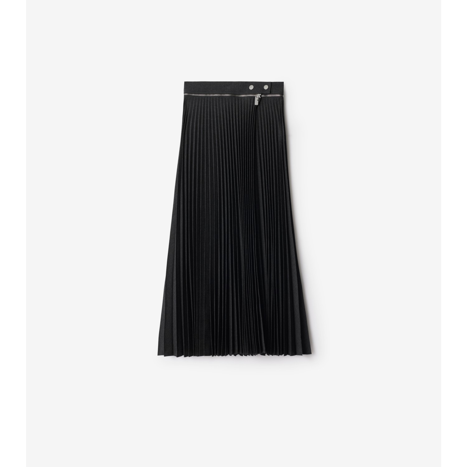 Pleated Stretch Wool Skirt