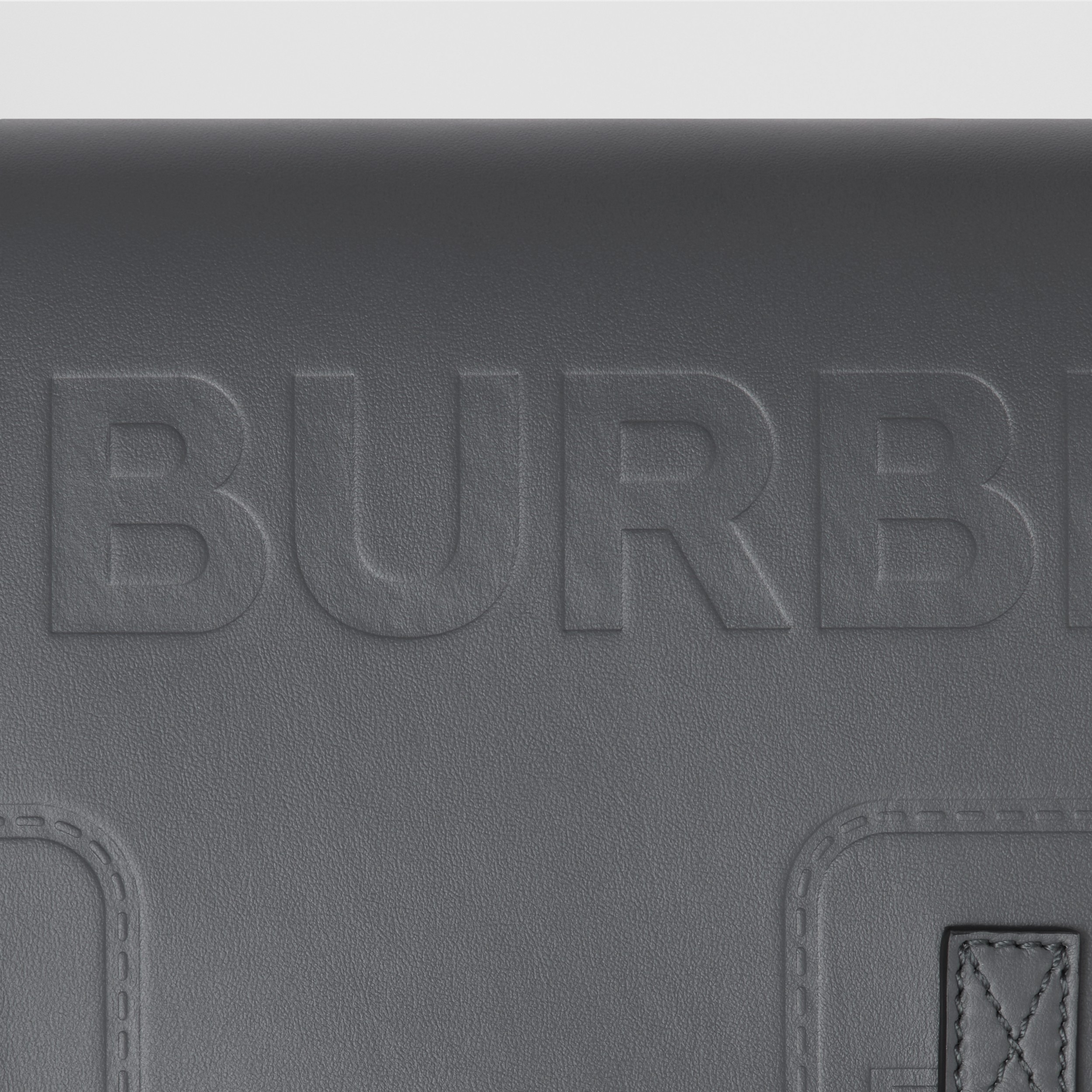 Horseferry Embossed Leather Small Messenger Bag in Dark Ash Grey - Men | Burberry® Official - 2