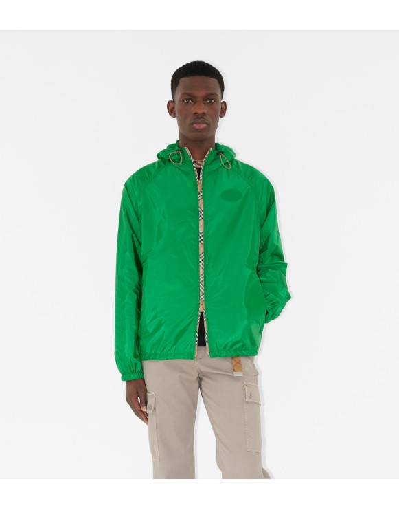 Check Trim Nylon Hooded Jacket