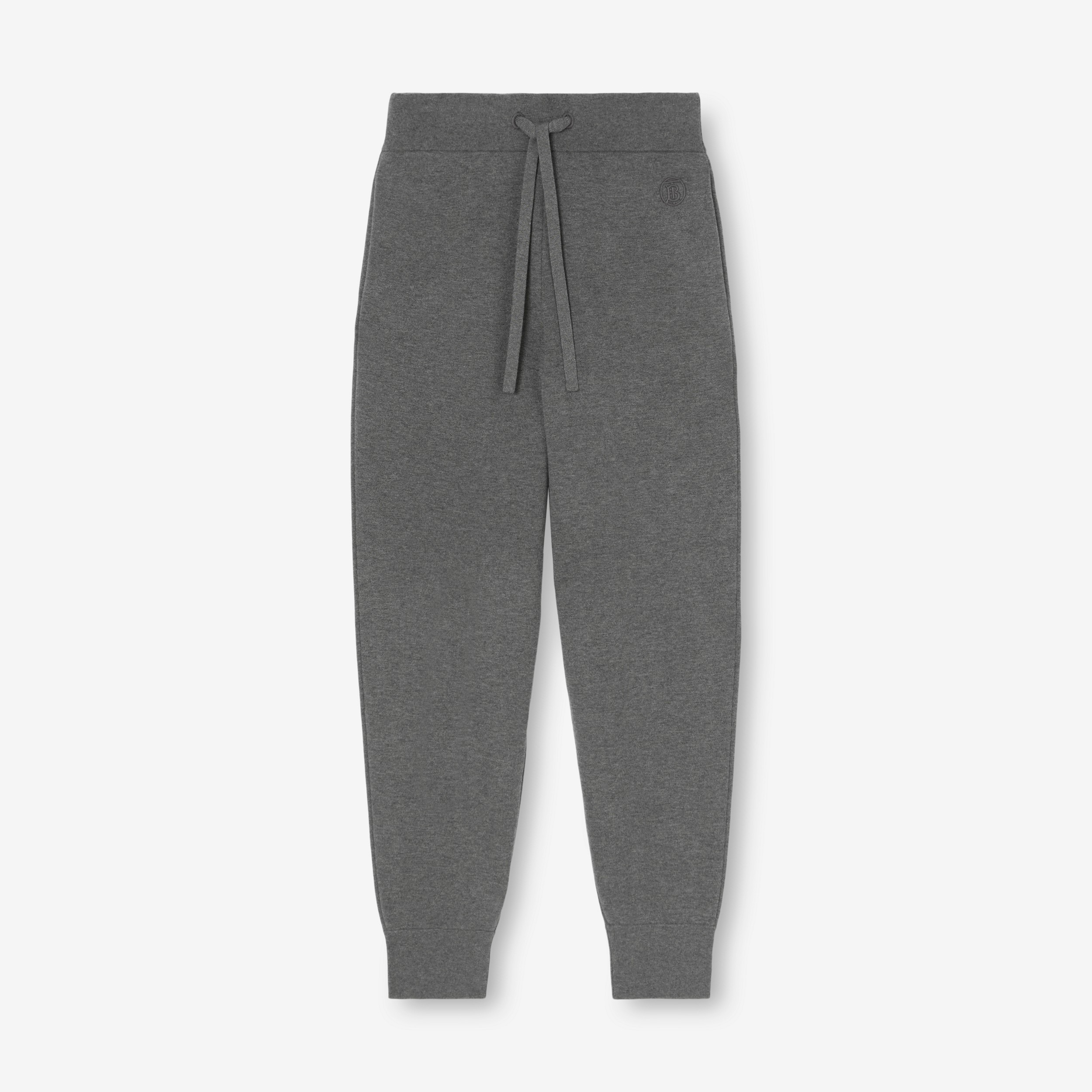 Monogram Motif Cashmere Blend Jogging Pants in Storm Grey Melange - Women | Burberry® Official - 1