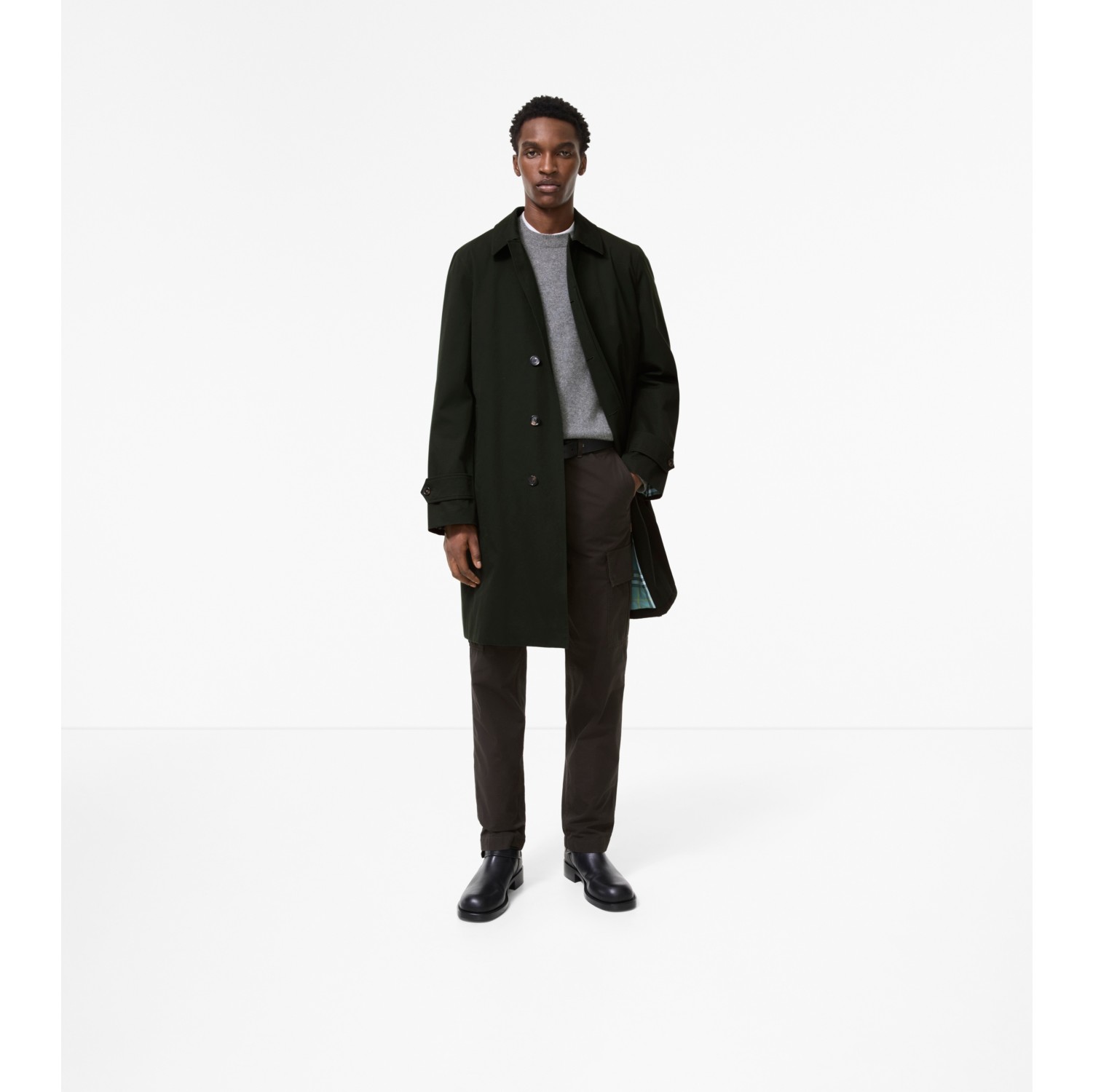 Long Gabardine Car Coat with Warmer
