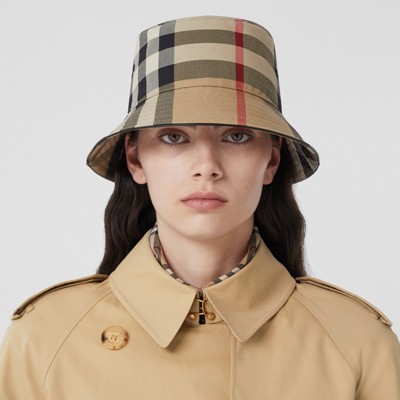 Vintage check sale cotton bucket hat