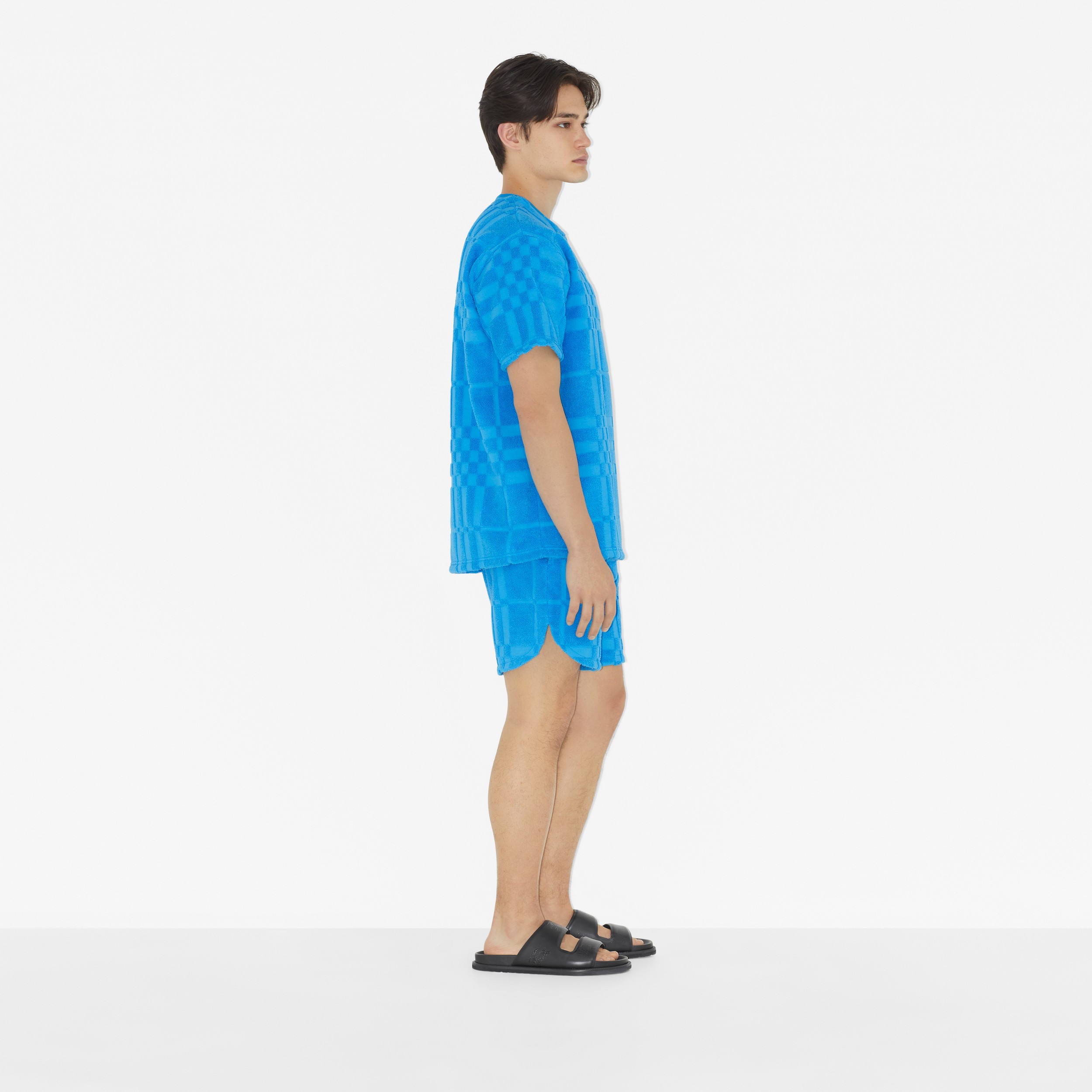 Pantalones cortos en algodón Check (Azul Cerúleo Intenso) - Hombre | Burberry® oficial - 3