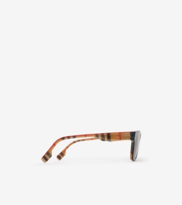 Check Rectangular Sunglasses in Black/beige Grey - Men  display picture 1