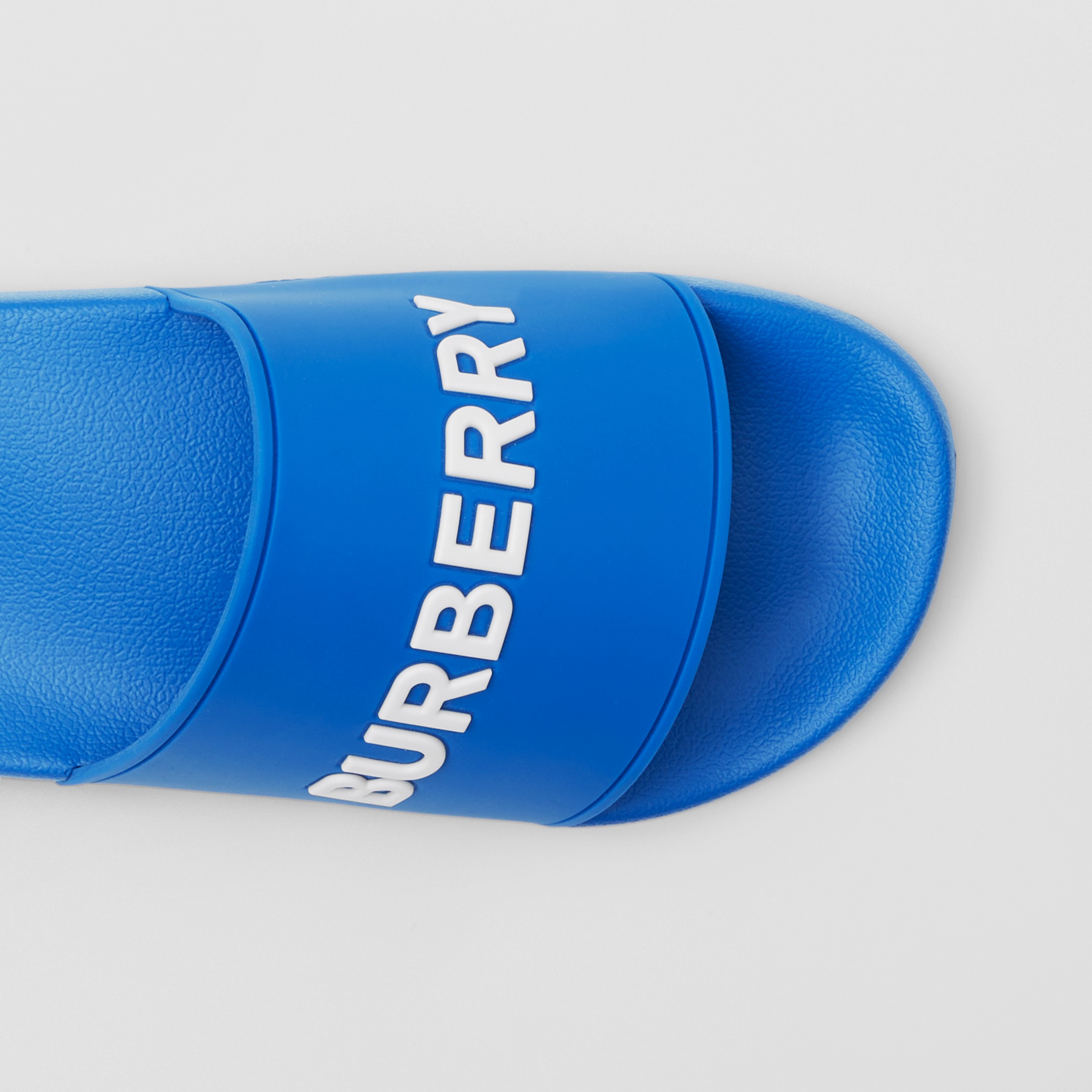 Logo Detail Slides in Azure Blue - Men | Burberry® Official - 2