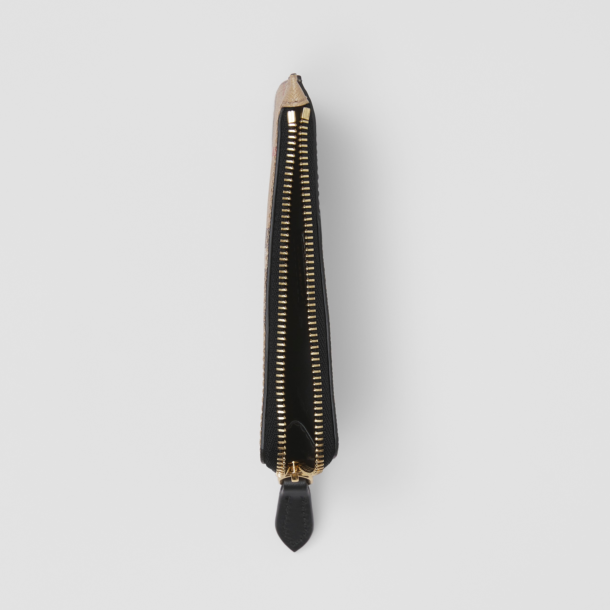 Porte-cartes zippé en cuir et Vintage check (Beige D'archive/noir) - Femme | Site officiel Burberry® - 3