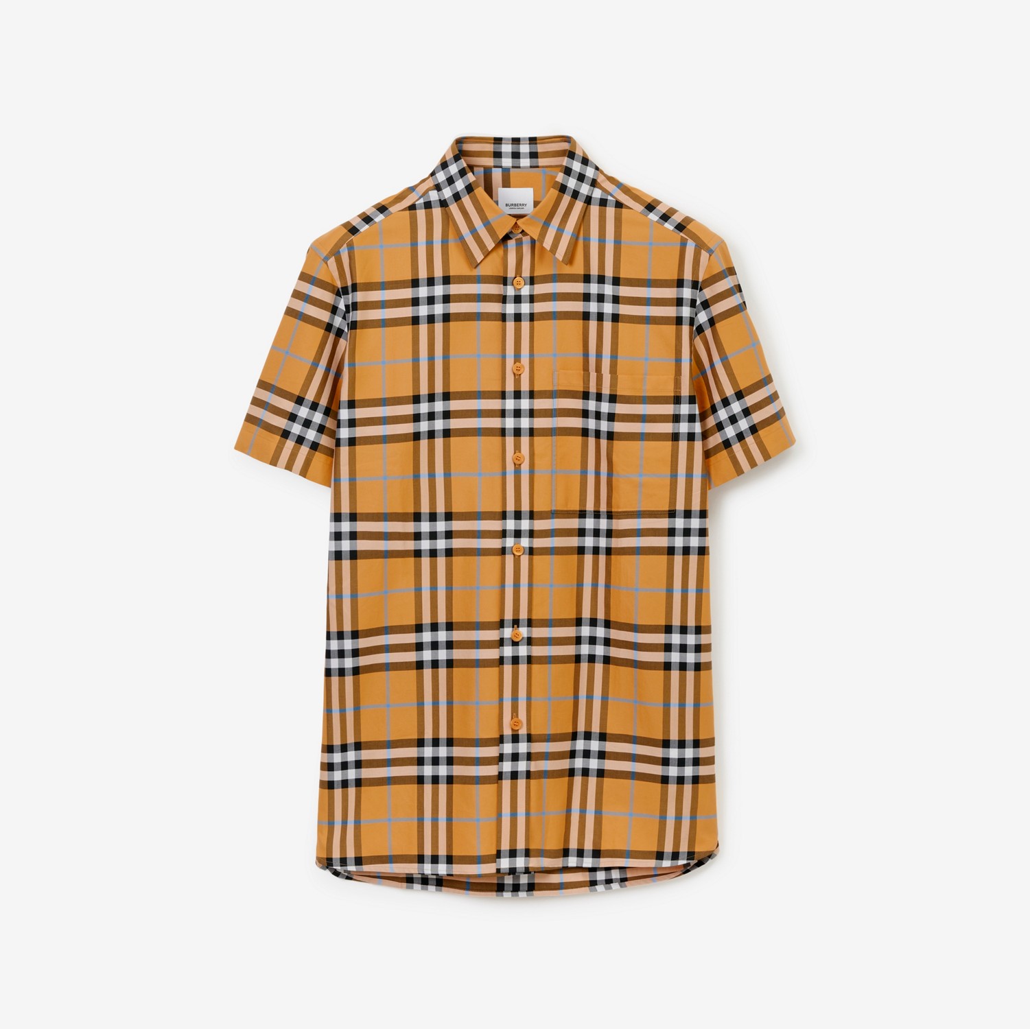Camisa de algodão Check (Laranja Terroso) - Homens | Burberry® oficial