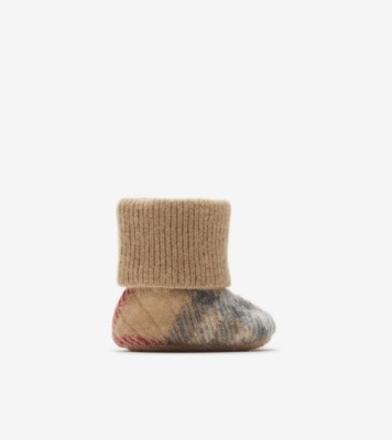 美品 BURBERRY ウールアルパカ混ツイードチェックスカート グレー系