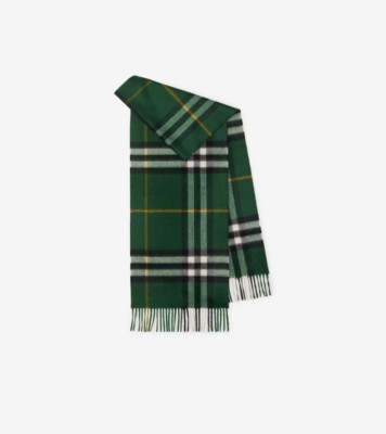 Check Cashmere Scarf in Dark fern green | Burberry® Official