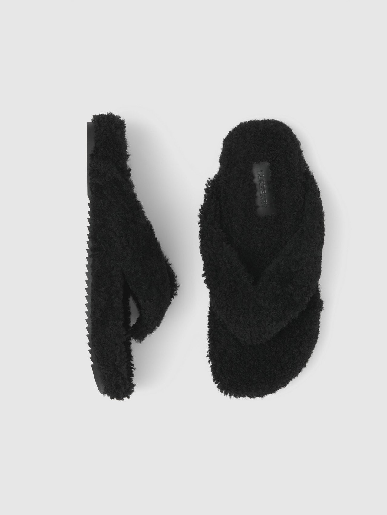 Shearling Sandals in Black