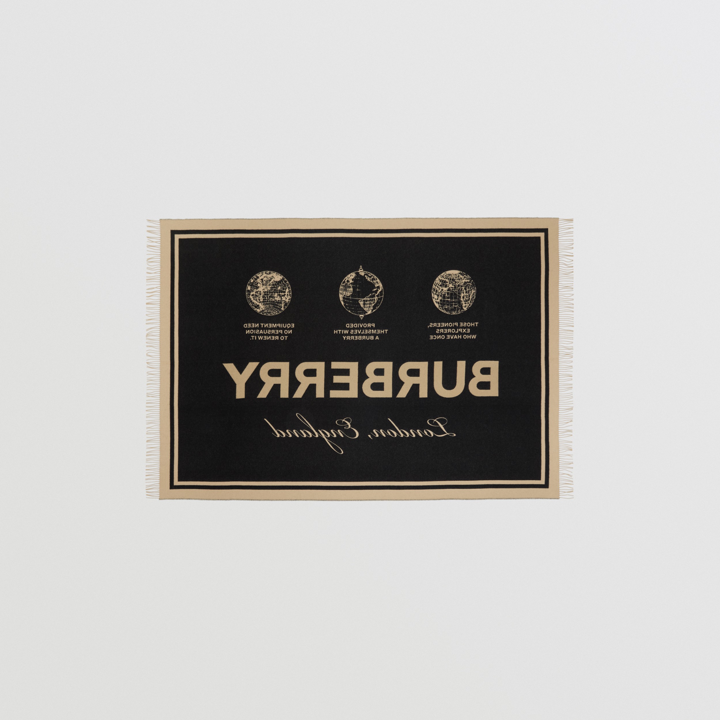 Kaschmir-Woll-Decke mit Jacquard-gewebtem Label (Honiggelb/schwarz) | Burberry® - 4