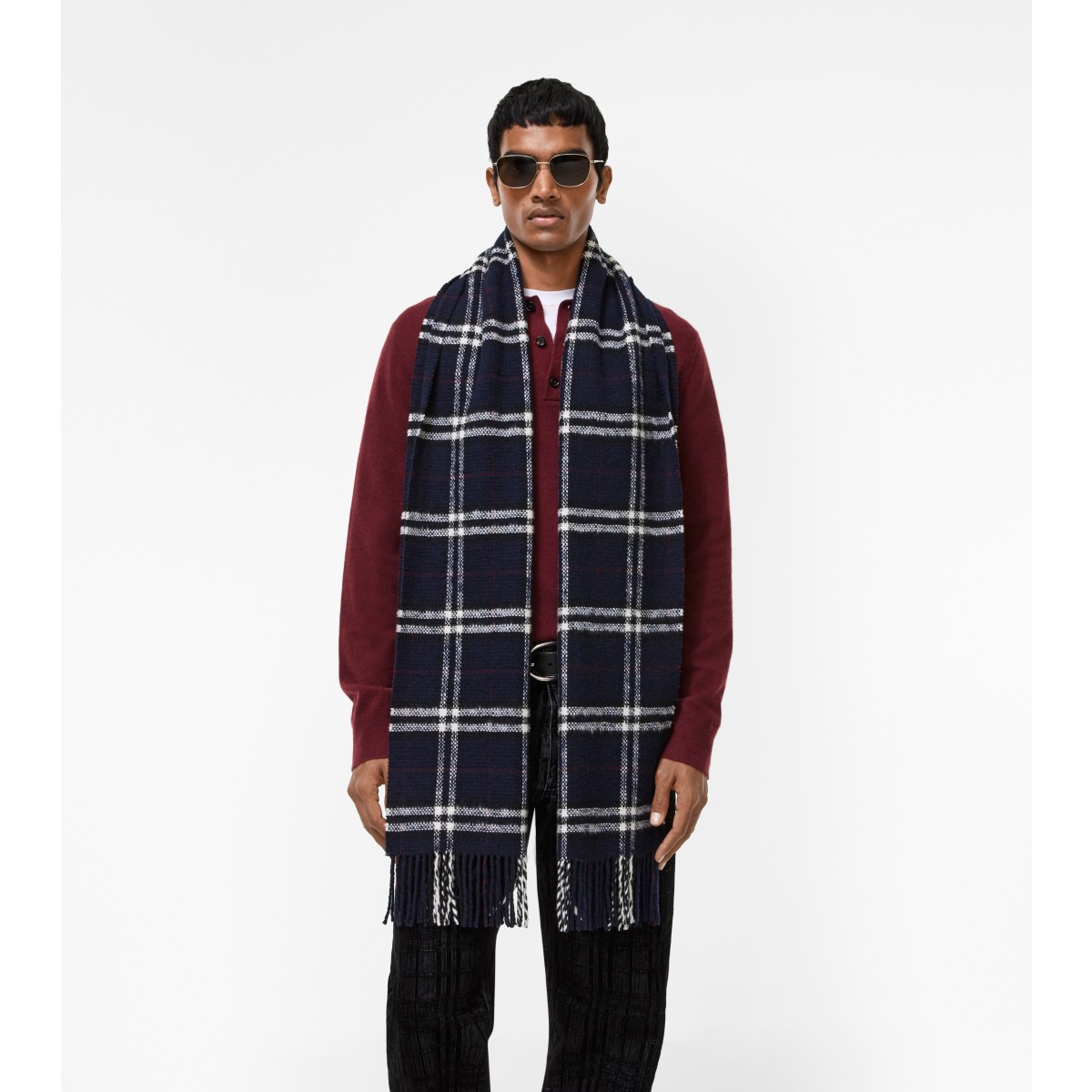  Check Wool Cashmere Scarf