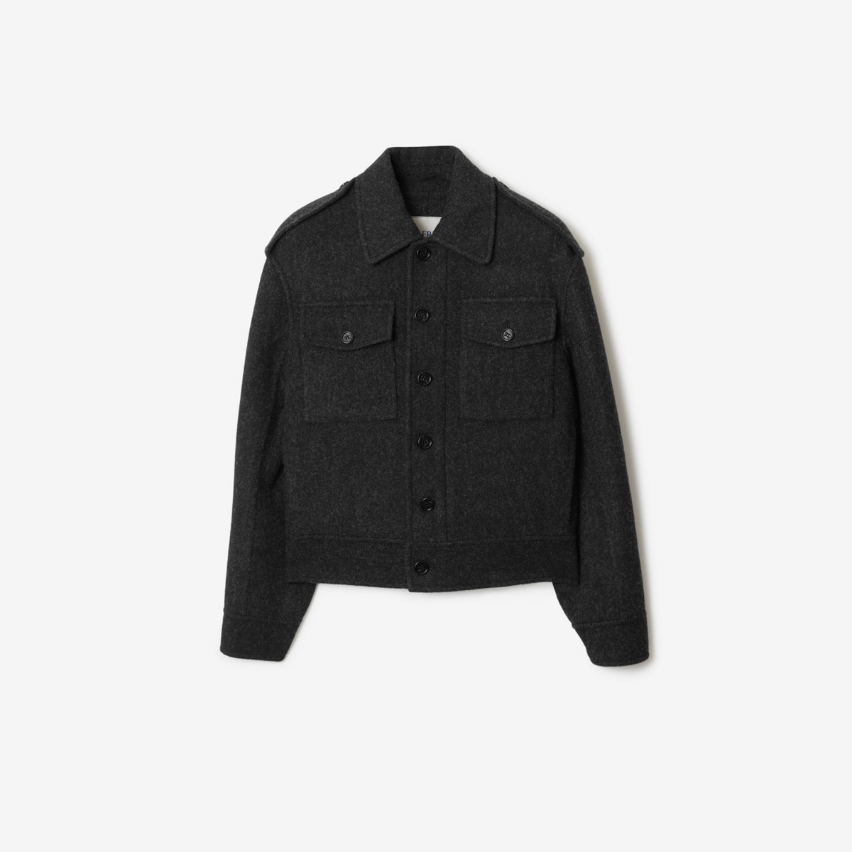 Burberry Wool Jacket In Dark Charcoal Melange