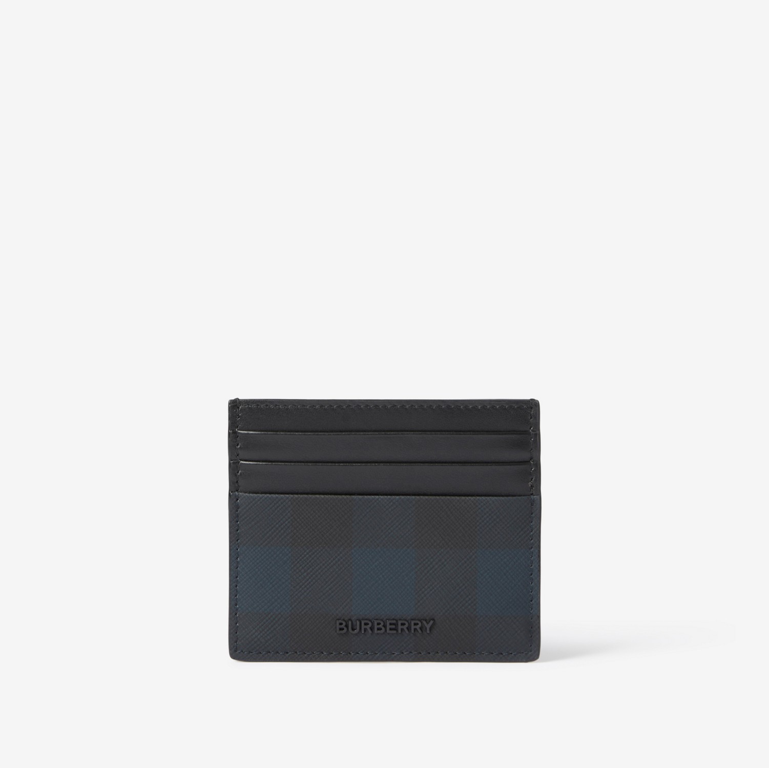 Check and Leather Card Case in Navy - Men | Burberry® Official