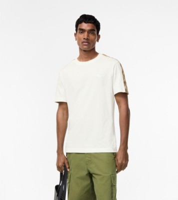 Check Trim Cotton T-shirt in Chalk white - Men | Burberry® Official