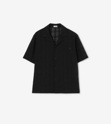Relaxed Fit Check Cotton Voile Shirt in Black - Men | Burberry® Official