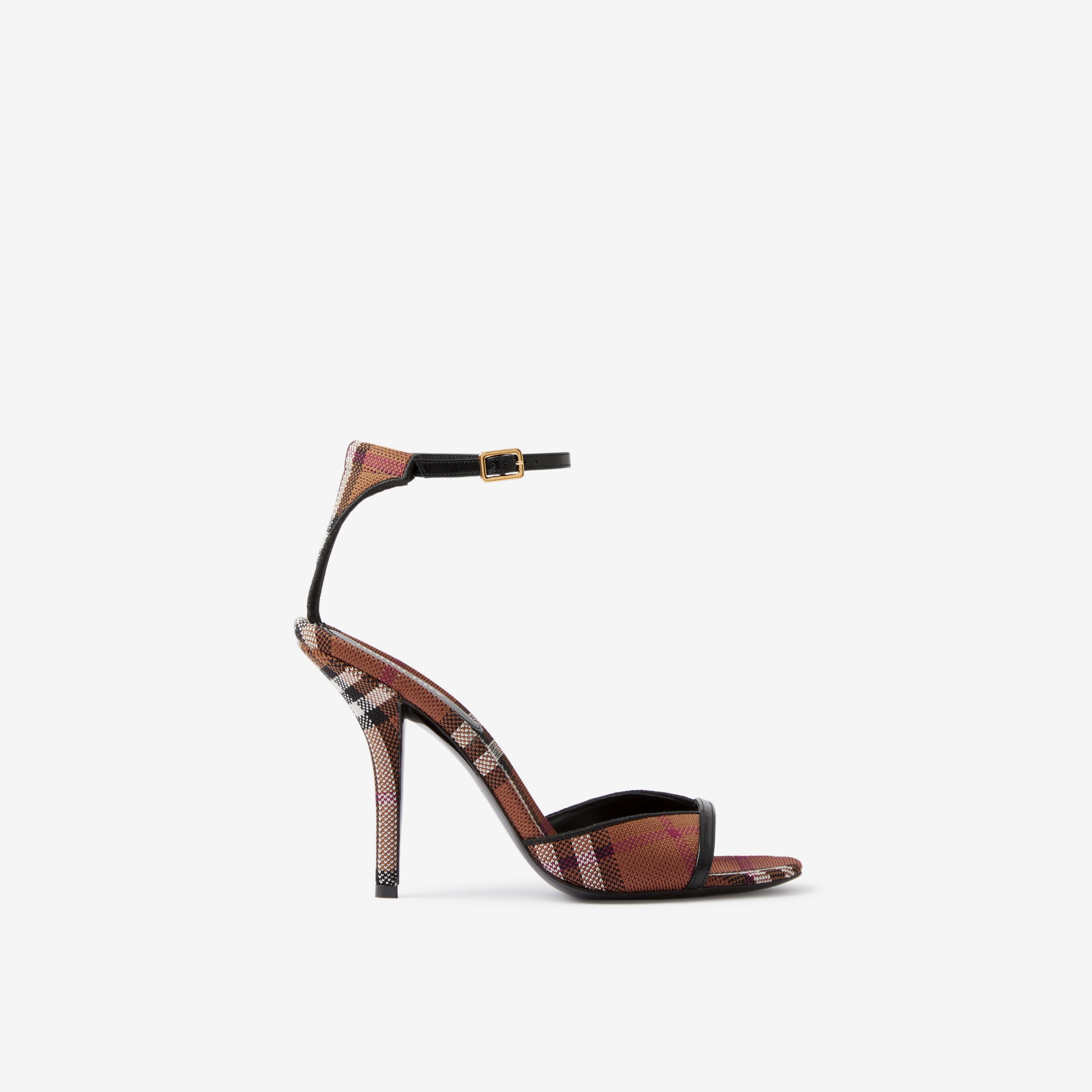 Check Stiletto-heel Sandals in Dark Birch Brown - Women | Burberry® Official