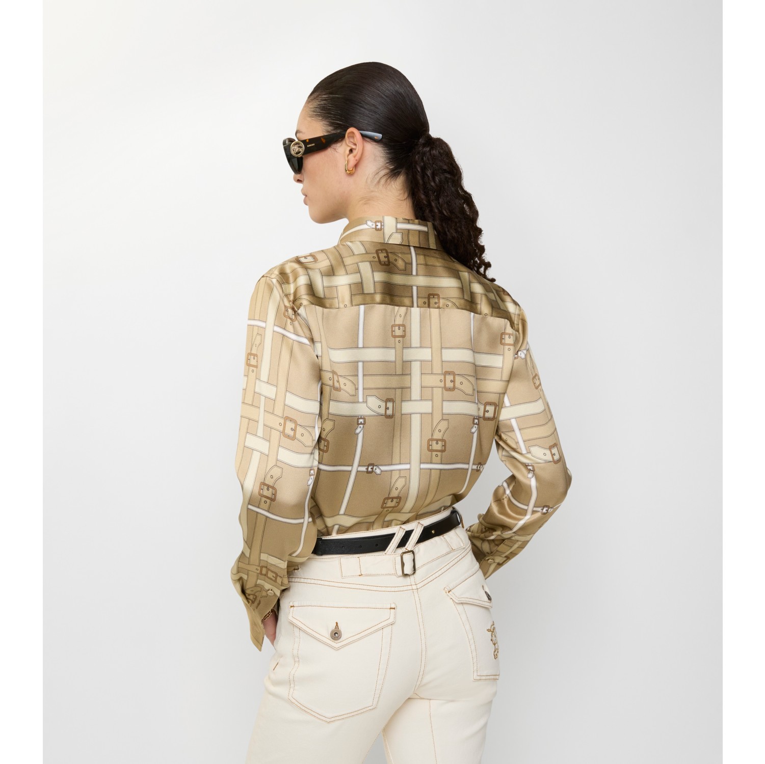 Regular Fit Belt Check Viscose Shirt