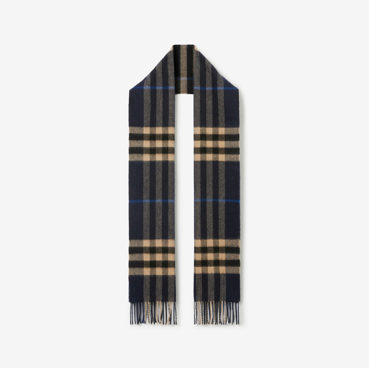 Check Cashmere Scarf in Indigo/mid Camel | Burberry® Official