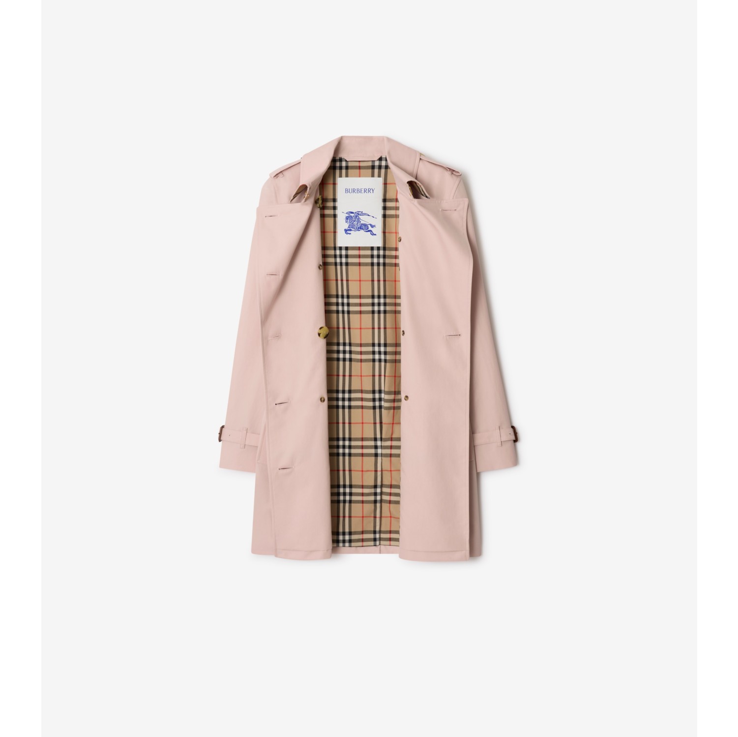 Short Tropical Gabardine Kensington Trench Coat in Pale sugar pink