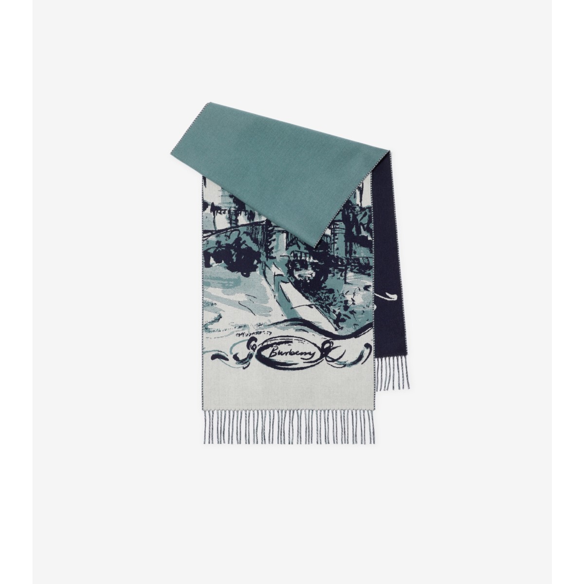 Burberry Castle Cashmere Scarf In Blue
