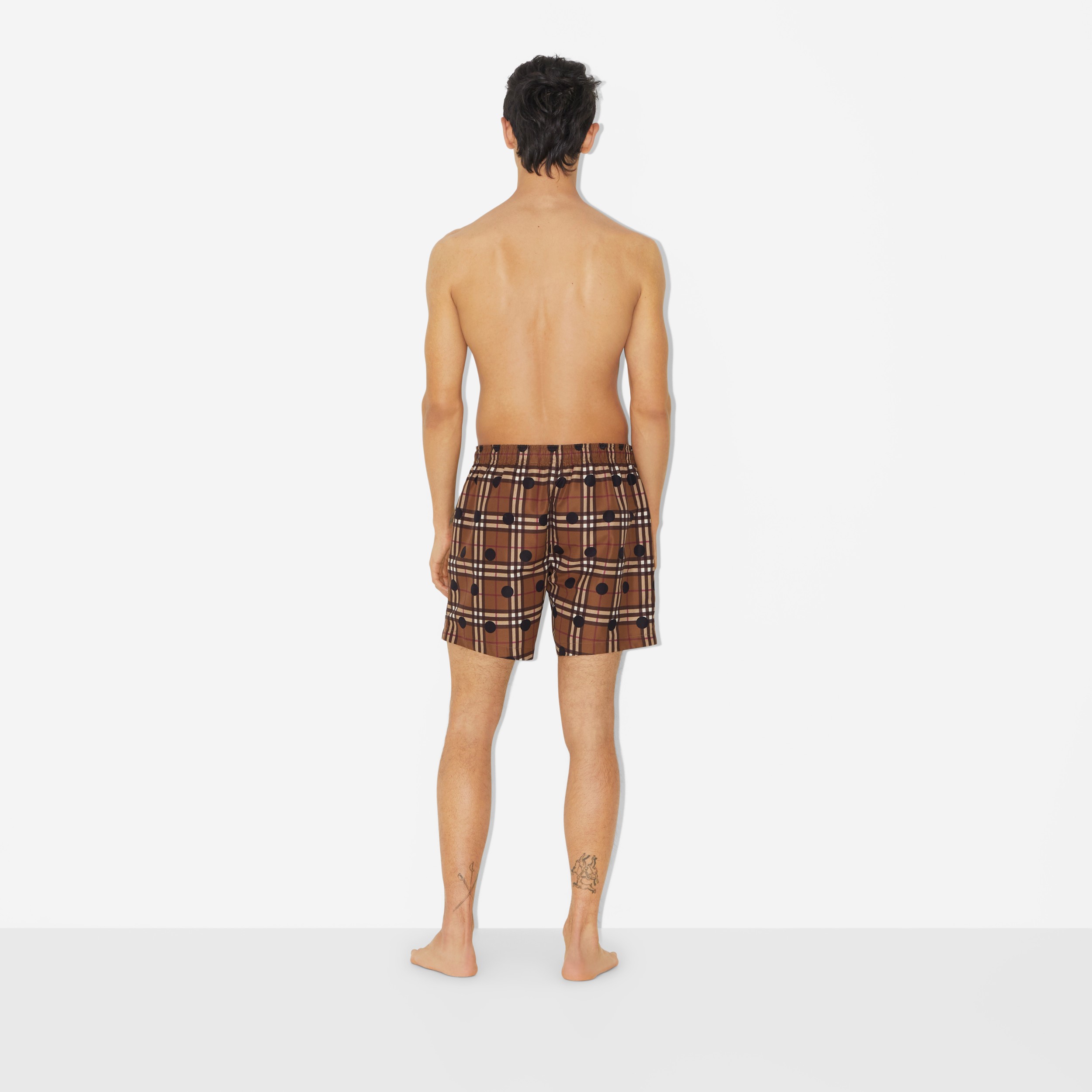 Polka Dot Vintage Check Print Swim Shorts in Birch Brown - Men | Burberry® Official - 4