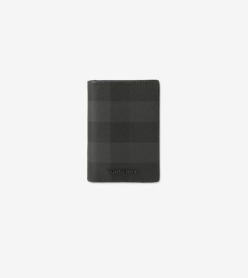 Check Folding Card Case in Charcoal - Men, Canvas | Burberry® Official