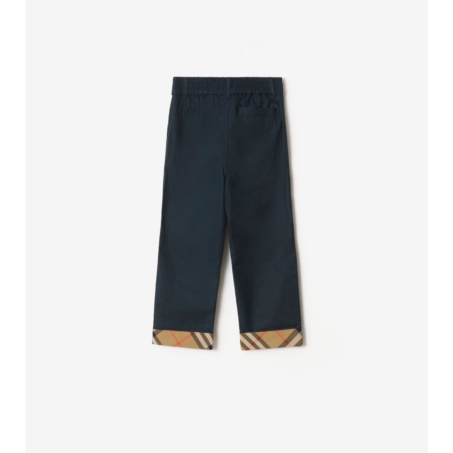 Check Turn-up Cotton Trousers