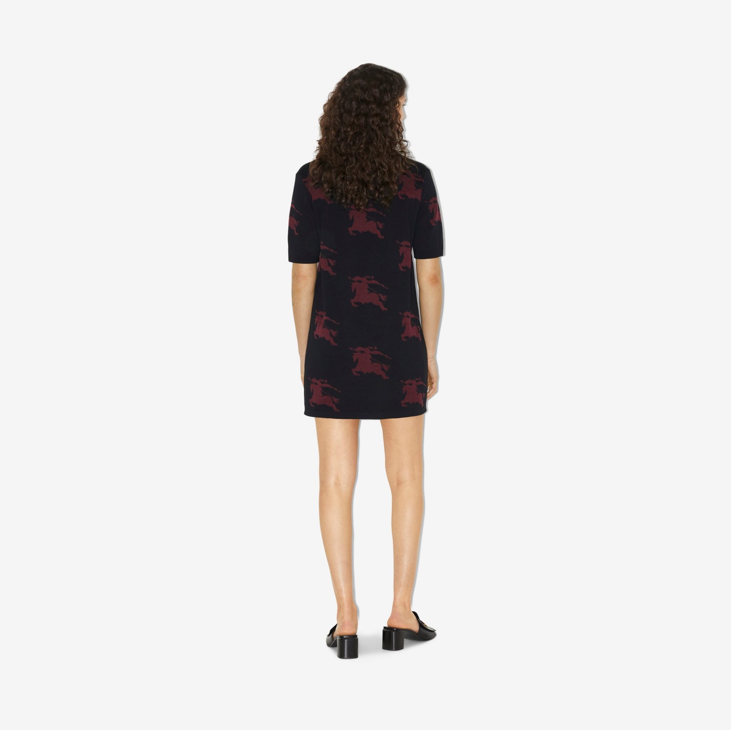 Poloshirtkleid aus Baumwolle und Seide mit EKD-Motiven (Schwarz/bordeauxrot) - Damen | Burberry®