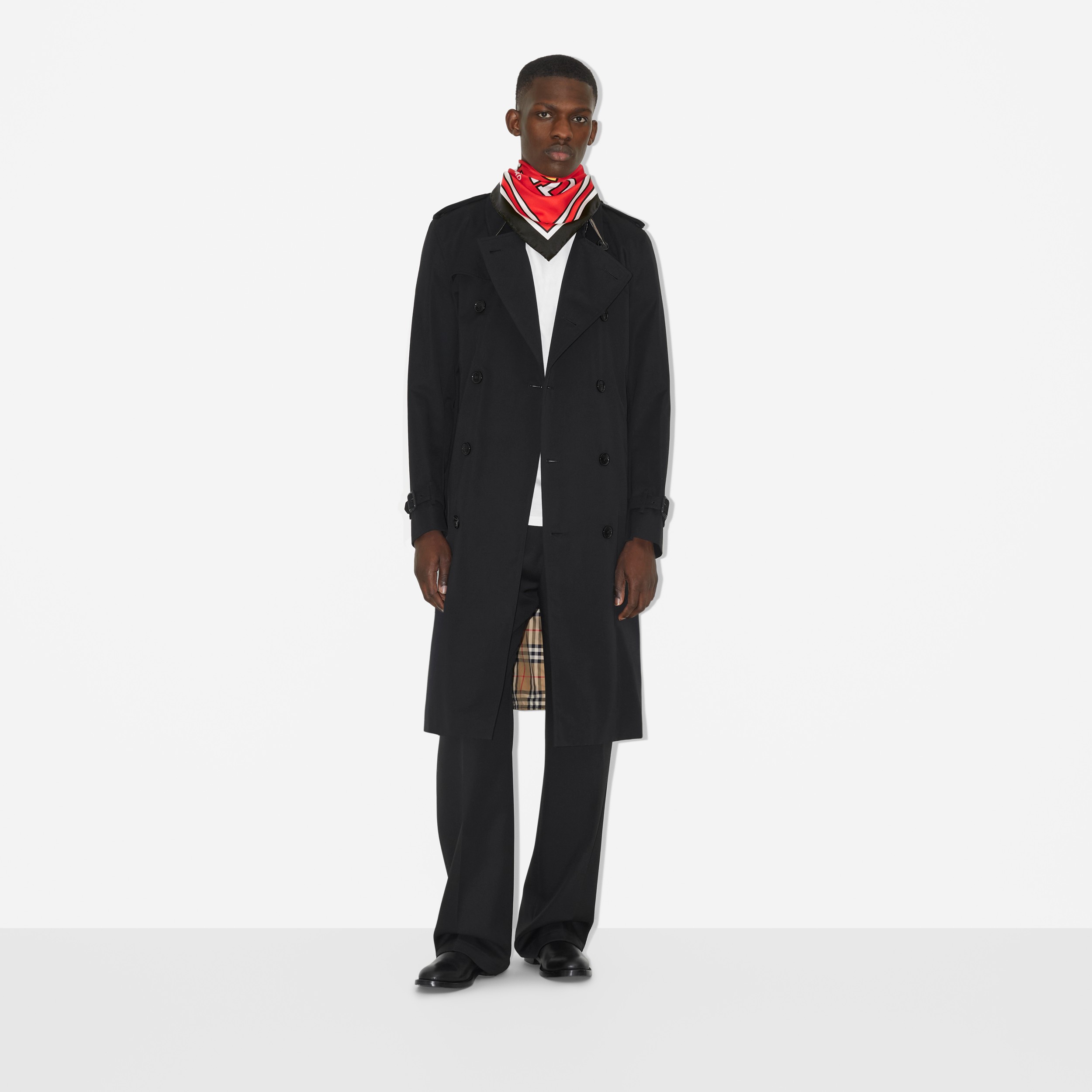 College Graphic Silk Square Scarf in Bright Chilli Red | Burberry® Official - 4