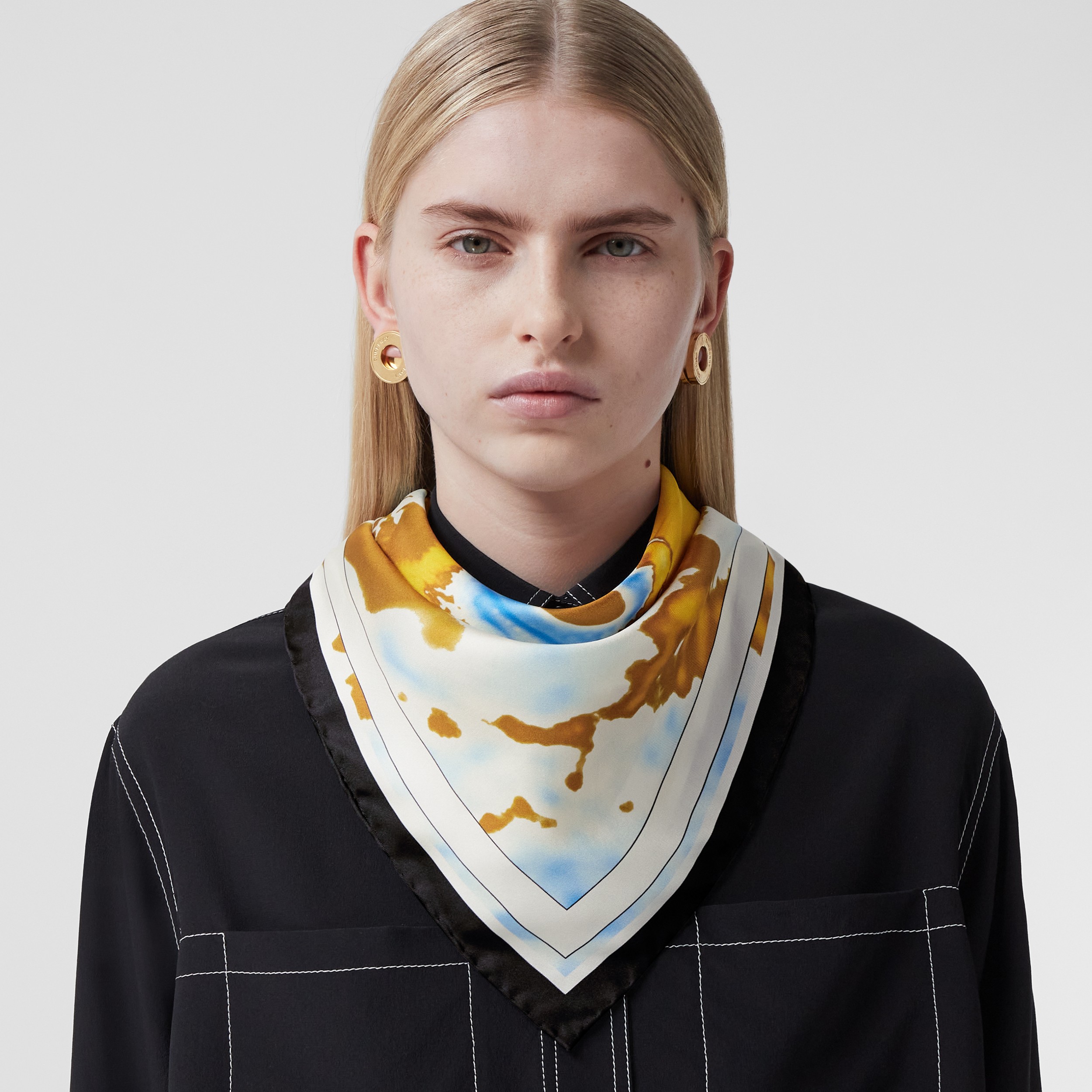 Deer Graphic Silk Square Scarf in Deep Saffron | Burberry® Official - 3