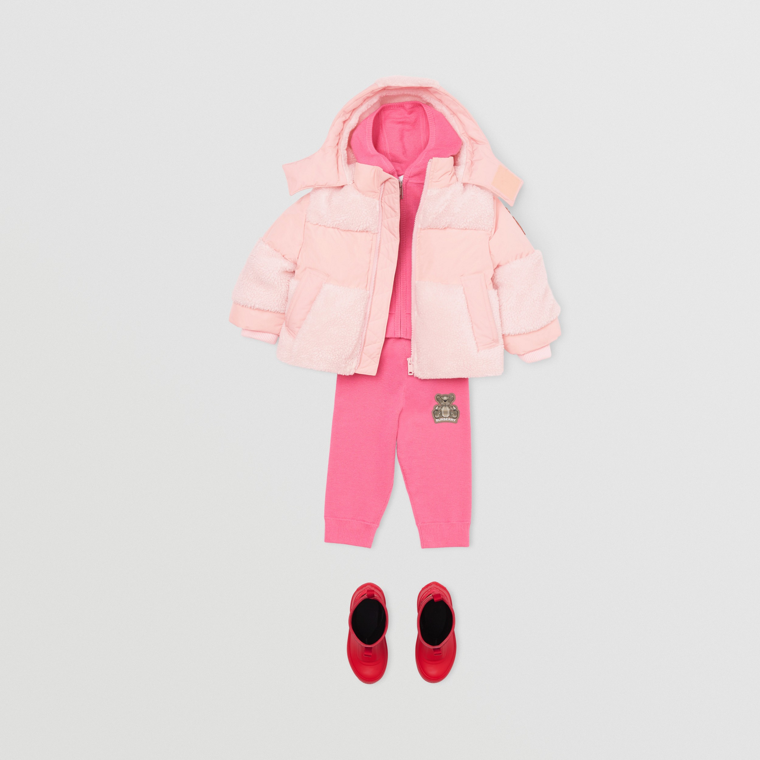 Thomas Bear Appliqué Hooded Puffer Jacket in Light Blossom Pink - Children | Burberry® Official - 3