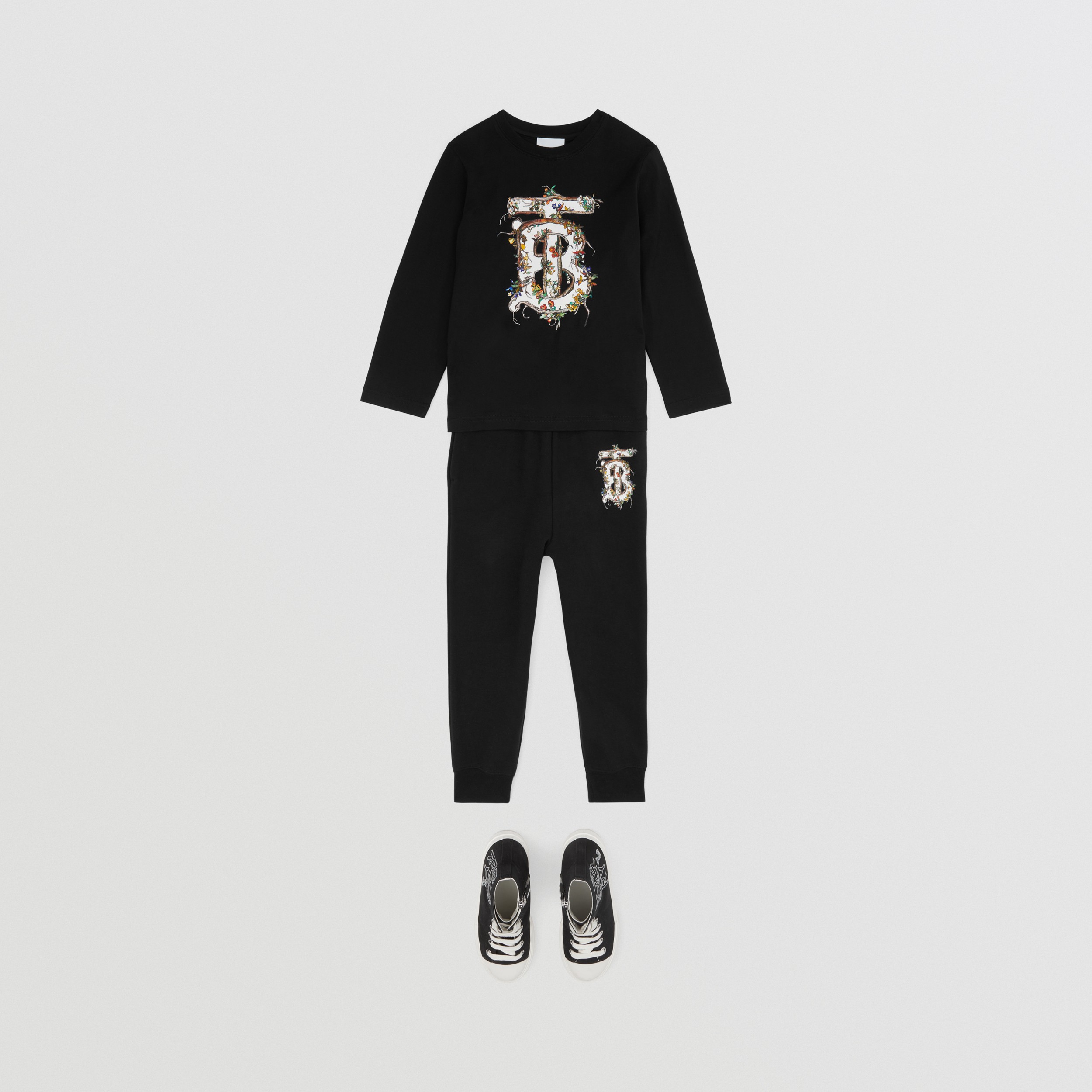 Sudadera en algodón con motivo de monograma (Negro) - Niños | Burberry® oficial - 4