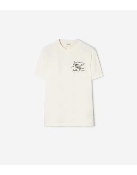 Feather Print Cotton T-shirt