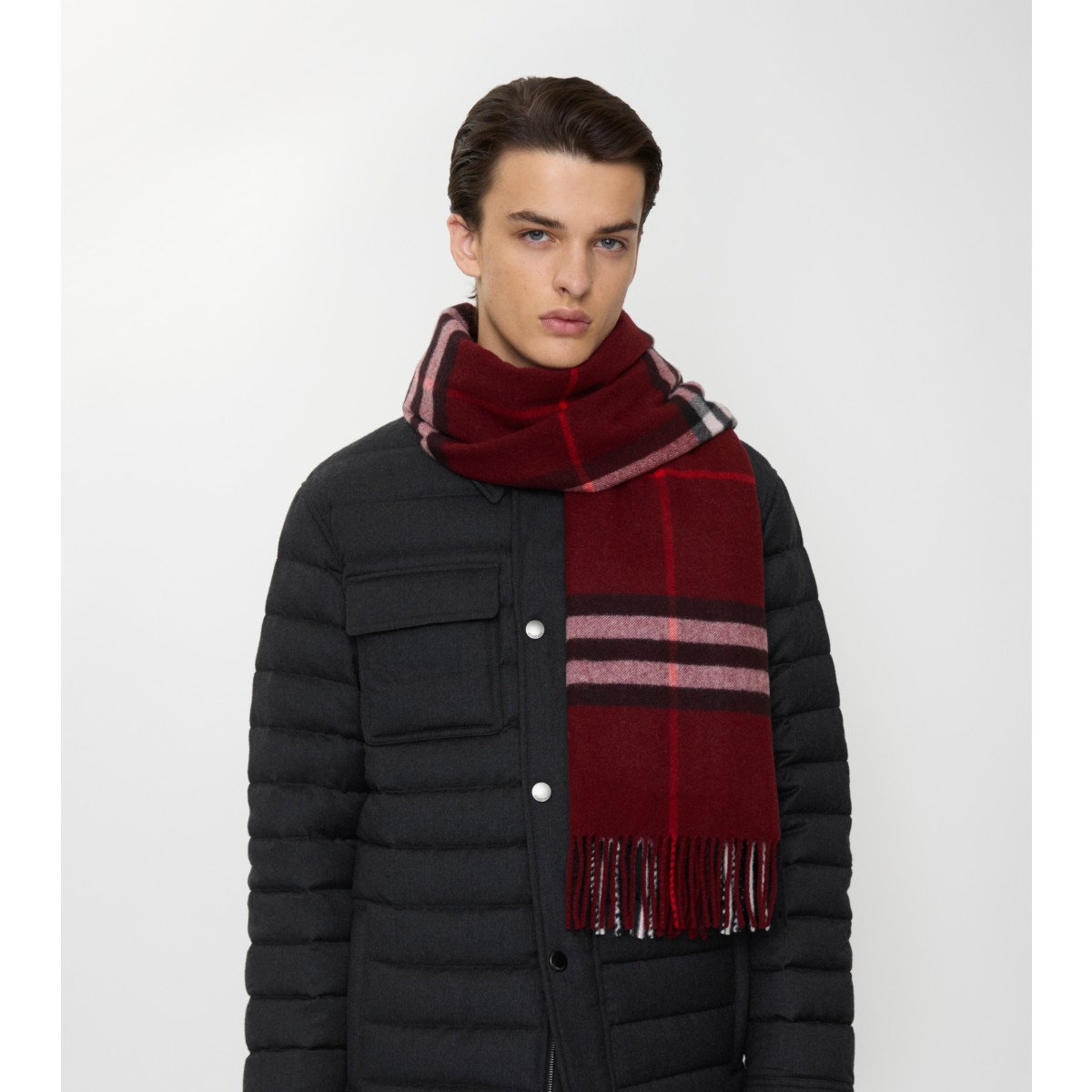  Check Wide Cashmere Scarf