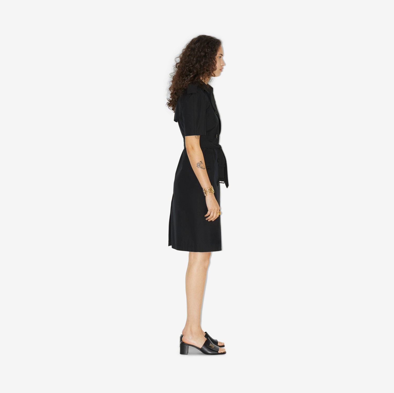 棉质混纺 Trench 连衣裙 (黑色) - 女士 | Burberry® 博柏利官网
