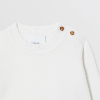 Icon Stripe Panel Merino Wool Sweater in White Children | Burberry Icon Stripe Panel Merino Wool Sweater in White Children | Burberry