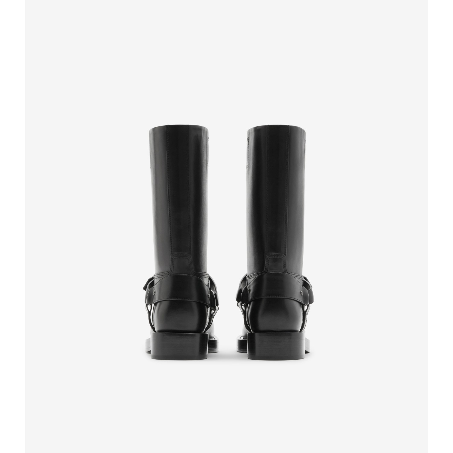 Leather Saddle Low Boots in Black - Women | Burberry® Official
