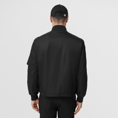 mens black nylon bomber jacket